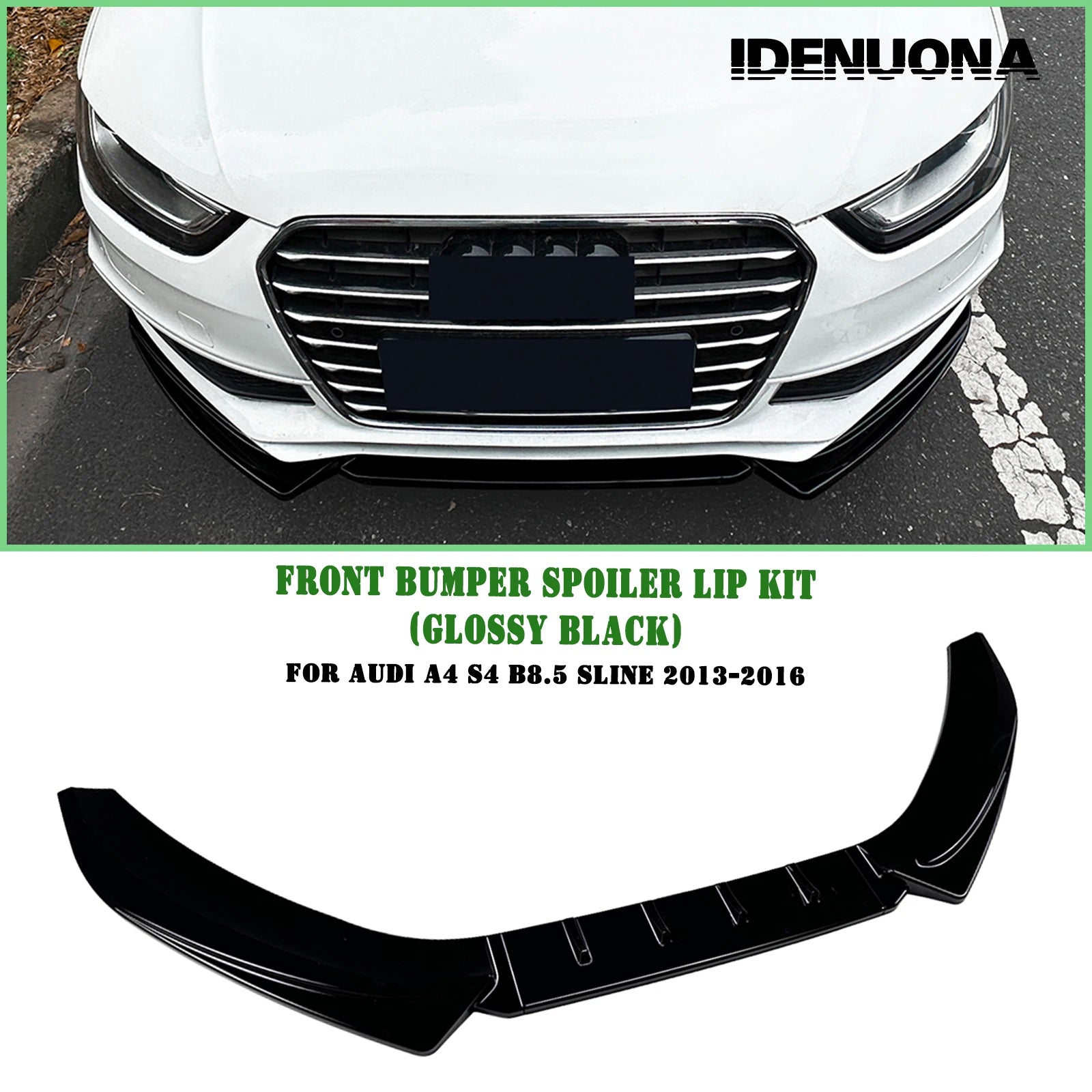 Audi A4 / S4 B8.5 S-Line Front Splitter, Gloss Black 2013-2016 — view 6