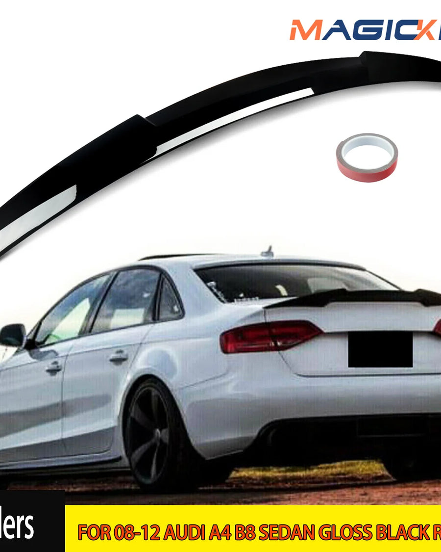 Audi A4 / S4 B8 Highkick Trunk Spoiler, Gloss Black 2009-2012 — view 2
