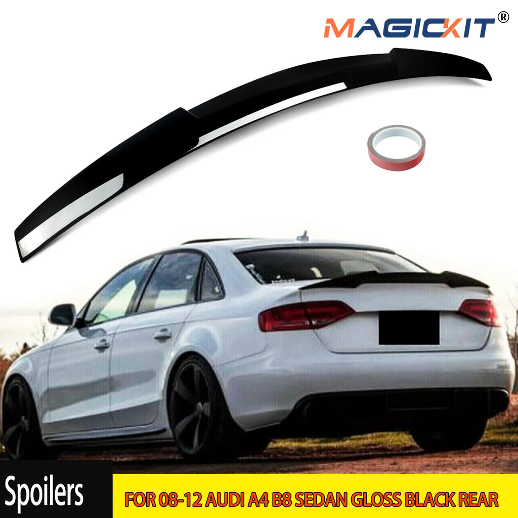 Audi A4 / S4 B8 Highkick Trunk Spoiler, Gloss Black 2009-2012 — view 2